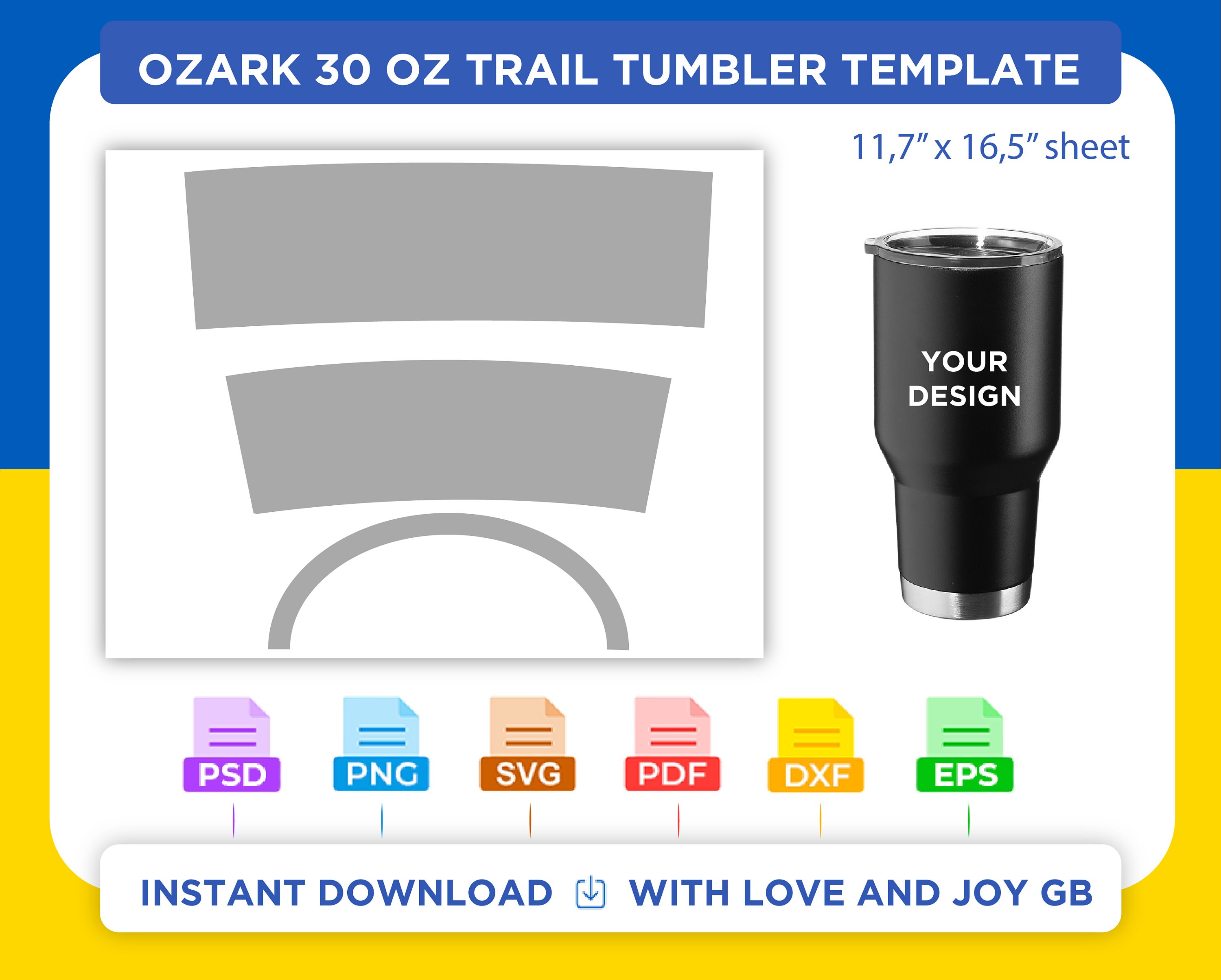 30oz Ozark Trail Tumbler Template Sublimation for Use Silhouette and Cricut  (Instant Download) 