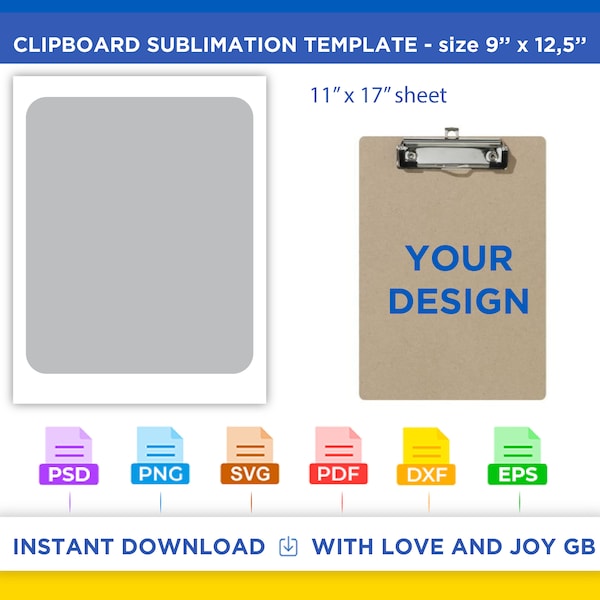 Clip Board Template, Svg, Png, Dxf, Eps, Label, Wrapper, Canva, Cricut, Silhouette, Cut File, Sublimation, Digital, Printable, Gift, Diy