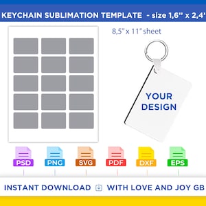 Rectangle Keychain Template, Svg, Png, Dxf, Eps, Label, Wrapper, Canva, Cricut, Silhouette, Cut File, Sublimation, Printable, Digital, Gift