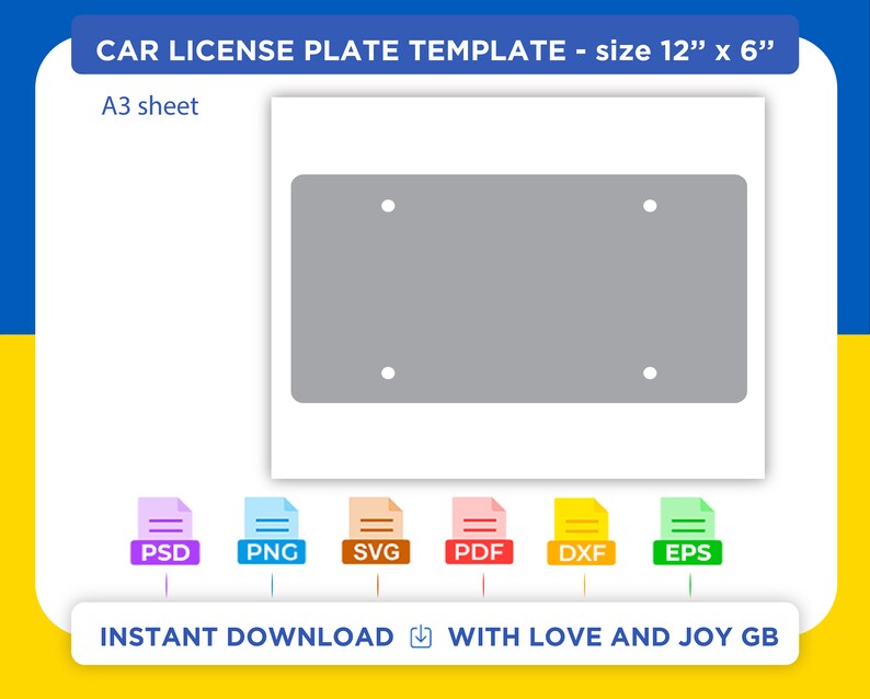 Car License Plate Template Svg Png Dxf Eps Canva Label Etsy