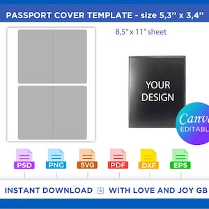 Passport Cover Template, Png, Svg, Psd, Pdf, Dxf, Eps, Diy, Gift, Label, Wrapper, Canva, Cricut, Cut File, Printable, Download, Sublimation