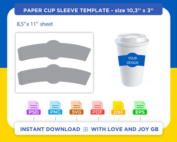 Paper Cup Sleeve Template Coffee Cup Sleeve Template Mug - Etsy