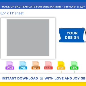 Make Up Bag Template, Png, Svg, Dxf, Eps, Label, Wrapper, Canva, Cricut, Silhouette, Sublimation, Cut File, Printable, Digital, Diy, Gift