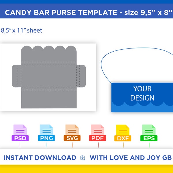 Schokolade Candy Bar Geldbörse Vorlage, Png, SVG, Dxf, Eps, Etikett, Verpackung, Canva, Cricut, Silhouette, Sublimation, Schnittdatei, Printable, Geschenk