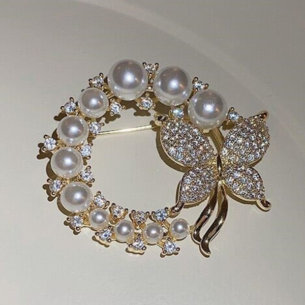 Gold Pearl Brooch - Etsy