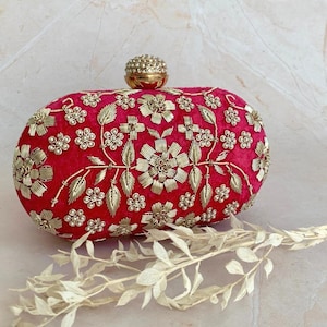Cartera de mano con bordados florales en color rosa lujoso, cartera de mano para noche, cartera de mano para fiesta, cartera de mano para boda, cartera de mano para graduación