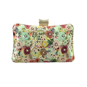 Bolso de mano adornado con bordados florales Grandeur, bolso de mano de noche, bolso de mano de fiesta, bolso de mano de boda, bolso de mano de graduación