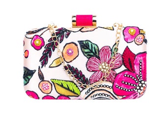 Eliza Floral Embroidered Clutch: Party Wedding Evening Bag