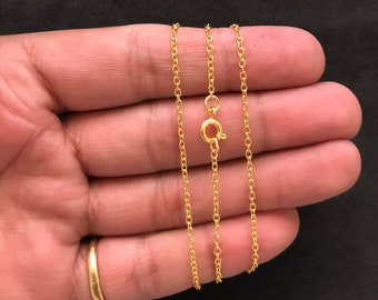 Solid 18k Gold Cable Chain Necklace, Gold Necklace/ Choker For Women, Dainty - Minimalist Cable Chain Necklace, Bridesmaid Gift, For Mother