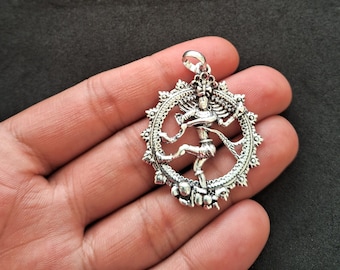 Oxidized Nataraja Dancing Shiva Charm Necklace Pendant, Hindu God pendant, Protective amulet, Oxidized Shiv Pendant, For Gift, Handmade