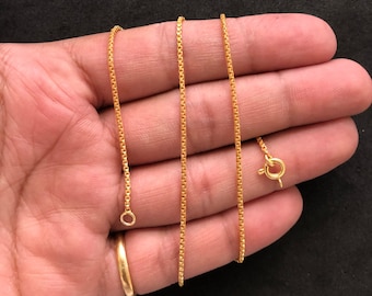 Solid 18kGold Box Chain Necklace, Gold Necklace/ Choker For Women, Dainty - Minimalist Box Style Chain Necklace, Bridesmaid Gift, For Mother
