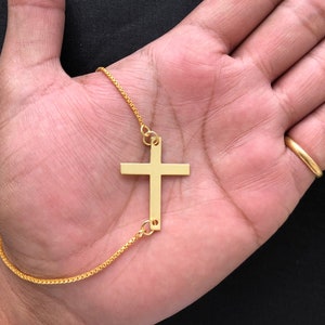 14k Gold Sideways Cross Necklace, Dainty Gold Cross Necklace, Gift for Her, Cross Choker Necklace, Tiny Cross Gift for Her, Gift for Wome