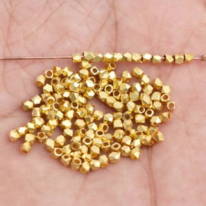 2.5mm - 300pc Tiny gold plated spacer beads for jewelry making, faceted spacer beads, Diamond cut spacer beads for bracelet necklace