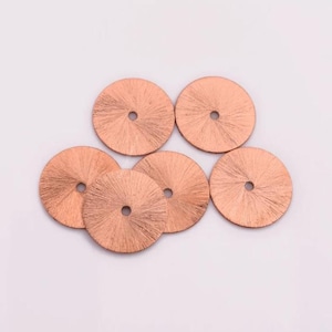 18mm - 15pc Large Copper Heishi Beads, Flat Washer Spacer Disc Beads, Brushed Finished Beads, 18mm  Spangles Disc Bead Brushed Copper Beads