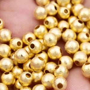 4mm 190pcs Gold Ball Beads , Gold Plated Round Brushed Spacer Beads For Jewelry Making, Copper Ball Beads, Necklace-Bracelet Ball Beads image 2