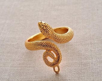 14k Gold Snake Ring, Serpent Ring, Witchcraft Jewelry, Gift for Her, Minimalist Ring, Adjustable Snake Ring, Bridesmaid Gift, For Mother-Her