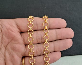 14k Gold 11.3mm Rolo Cable Link Chain,14k Link Chain, 3.2mm Thick Link Chain, Round Link Chain, Soldered Links, Jewelry Making, Bulk Finding