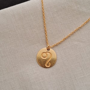 Dainty 14k Solid Gold LEO Zodiac Necklace, Leo Symbol Pendant, Zodiac Solid Gold, Personalized Leo Sign Zodiac Pendant, Custom Zodiac
