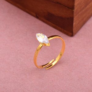 4-Prong Marquise Cut Engagement Ring in 14k Gold Platting, AD Engagement Rings, Solitaire Moissanite Ring, Gold Promise Ring, Gift For Bride