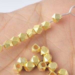 4mm - 150 pc Tiny gold plated spacer beads for jewelry making, faceted spacer beads, Diamond cut spacer beads for bracelet necklace chain