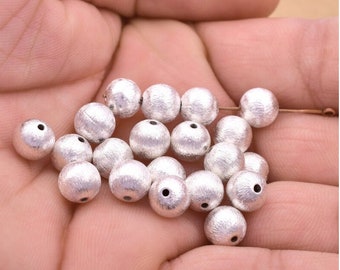 8mm - 45pc Round Silver Brushed Mate Beads For Jewelry Making, Brushed Silver Spacer Beads, Metal Ball Beads,