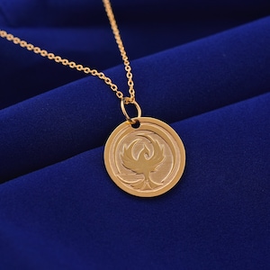 14k Gold Phoenix Necklace, Gold Phoenix Pendant, Rising Phoenix Bird Charm Pendant, Gold Eagle Necklace, Gold Gift For Women-Men-Mother