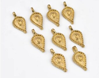 Ciondolo in ottone grezzo da 12 mm - 25 pezzi, ciondolo in ottone boho, pendenti boho, ciondoli etnici tribali, ciondoli per macramè, per la creazione di gioielli, collane
