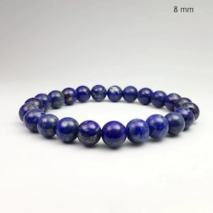 Bracciale LAPISLAZZULI, Bracciale elastico fatto a mano in cristallo, 6 mm 8 mm 10 mm 12 mm, Bracciale con gioielli in pietra di lapislazzuli, Bracciale con pietre preziose da uomo e da donna