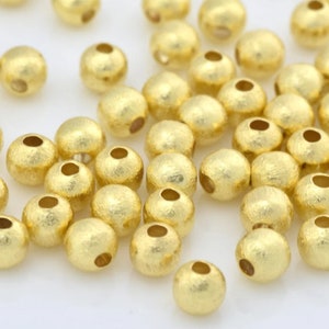 4mm 190pcs Gold Ball Beads , Gold Plated Round Brushed Spacer Beads For Jewelry Making, Copper Ball Beads, Necklace-Bracelet Ball Beads image 3