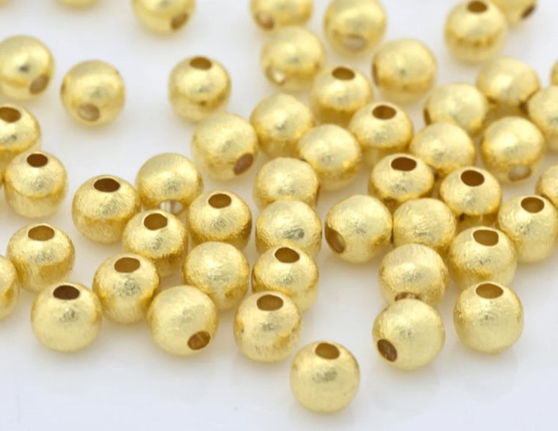 4mm 190pcs Gold Ball Beads , Gold Plated Round Brushed Spacer Beads For Jewelry Making, Copper Ball Beads, Necklace-Bracelet Ball Beads image 3
