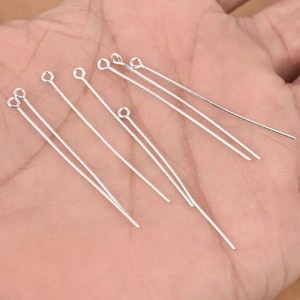 167 szt. - Srebrne szpilki oczkowe 40 mm długości / 1,5 cala długości / 21 Gauge - Półtwardy drut, szpilki z miedzianą główką, srebrne szpilki oczkowe, szpilki z luźną główką