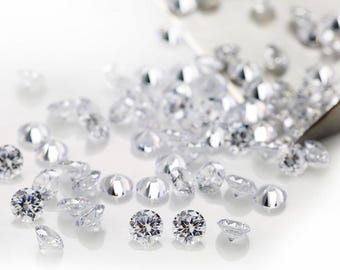 Pietre di diamante CZ bianco, cristallo di zirconia cubica rotonda, pietre sciolte 3AAA, pietre di lusso per la creazione di gioielli di alta qualità (0,8 mm - 20 mm)