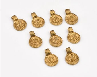 9.5-10mm - 30pcs Raw Brass Charms, Tribal Brass Charm For Necklace Bracelet, Ethnic Charms , Boho Pendants For Jewelry Making  Micro Macramé