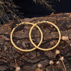 50mm 14kGold Large Twisted Wire Earrings, 50mm Rose Gold Hoops, Silver Hoop Earrings,  Oversize Earrings, Daily Wear Beach Hoops, Gift Her