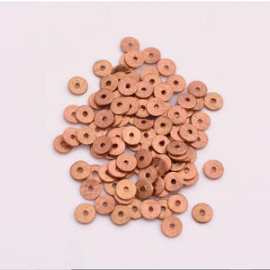 5mm - 195pcs Flat Copper Disc Spacer Beads, Brushed Finish, Raw Copper Disk Beads For Jewelry Making