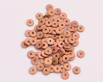 5mm - 195pcs Flat Copper Disc Spacer Beads, Brushed Finish, Raw Copper Disk Beads For Jewelry Making