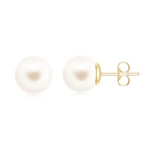 Natural Fresh Water Pearl Studs Earrings, White Pearl Earrings For Women, Plain Balls Unisex Studs Earrings For Her, Silver Lookalike Studs