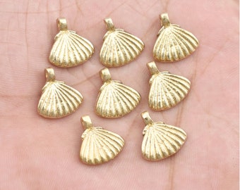 15mm - 20pcs Raw Brass Sea Shell Charms, Brass Pendants, Sea Charms, Raw Brass Charms, Macrame Charms, Jewelry Making Charms