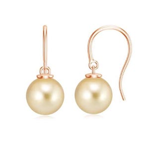 Golden South Sea Balls Pearl Earrings, Bridesmaid Pearl Earrings, Minimalist Wedding Jewelry, Gift for Her, Womens day, Mother's day gift