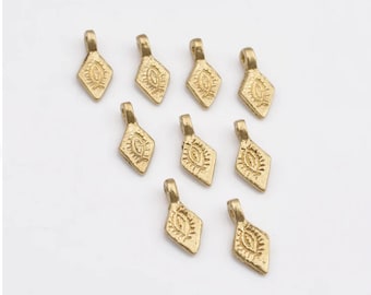 Dijes de latón crudo de 17 mm - 35 piezas, dijes tribales geométricos para bisutería y macramé, suministros de joyería, dije de latón crudo, para collar