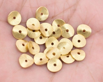 8mm -110pc Brushed Gold Wavy Spacer Beads,Potato Chips Disc Beads, 8mm Gold Plated Wavy Spangles, Metal Spacer Bead, Findings- Supplies