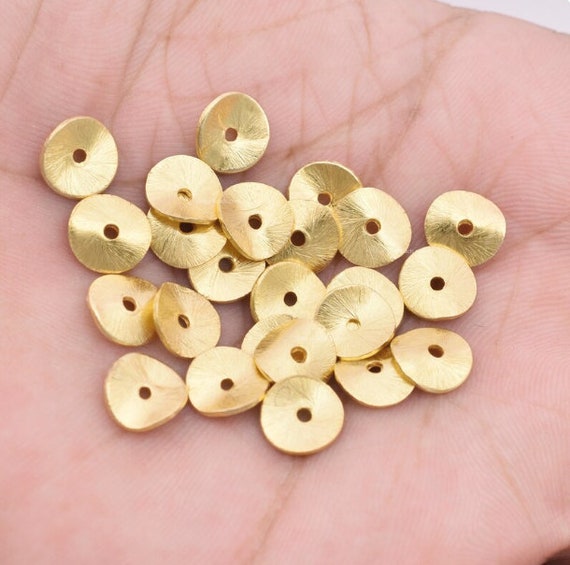 8mm -110pc Brushed Gold Wavy Spacer Beads,Potato Chips Disc Beads, 8mm Gold Plated Wavy Spangles, Metal Spacer Bead, Findings- Supplies