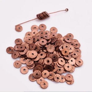 6mm -150pcs Flat Antique Copper Disc Spacer Beads, Brushed Finish