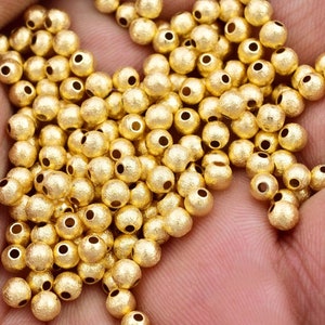 4mm 190pcs Gold Ball Beads , Gold Plated Round Brushed Spacer Beads For Jewelry Making, Copper Ball Beads, Necklace-Bracelet Ball Beads image 1