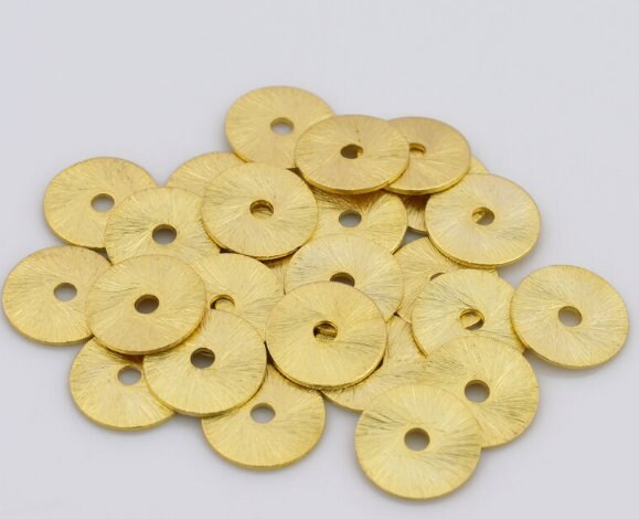 Copper Spangles 10mm 75pcs Gold Heishi Beads, Gold Flat Disc Spacer Beads for Jewelry ...
