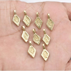 17mm - 30pcs Raw Brass Charms, Brass Pendants, Geometrical Tribal Charms For Jewelry Makings And Macrame , Jewelry Supplies, Raw Brass Charm