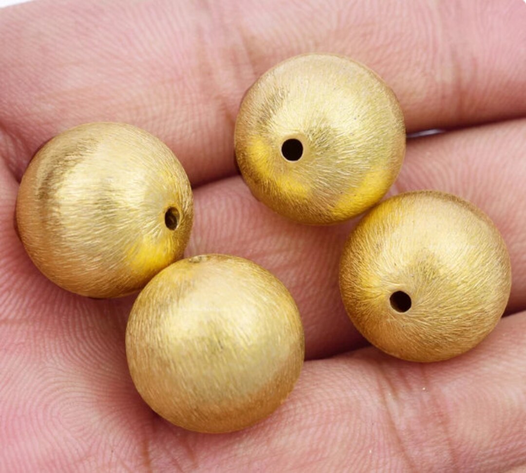 16mm 10pcs Brushed Gold Beads Round Spacer Beads Metal Etsy UK