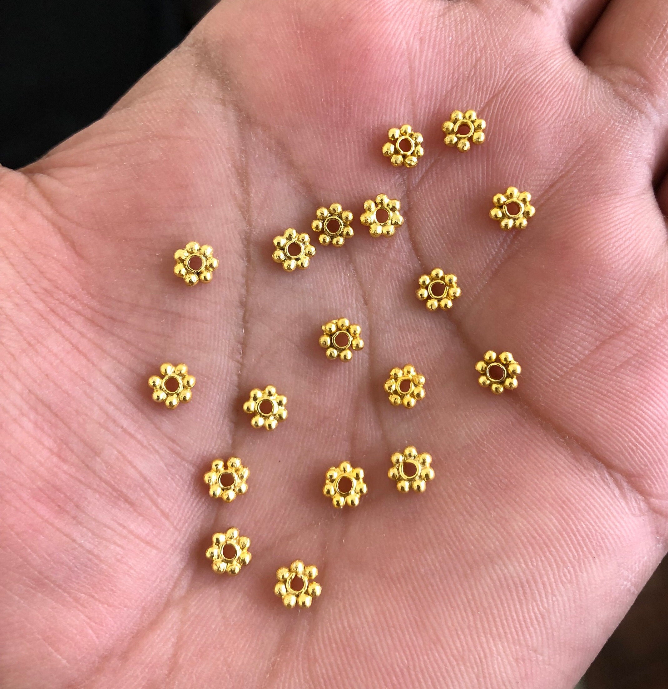 Buy 6mm 100pcs gold Daisy Spacers, Flower Heishi Beads for Jewelry