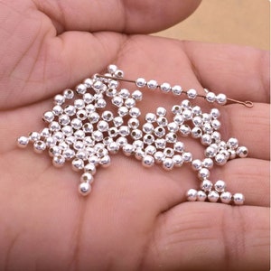 4mm-270pcs Silver Plated Spacer Beads, Bright Shiny Silver Balls, 92.5 Silver Ball Beads For Jewelry Necklace Bracelet Making, Supplies