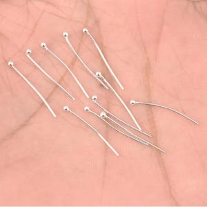 250 szt. - Posrebrzane okrągłe szpilki z główką kulistą 20 mm długości - 3/4 cala długości - szpilki z główką 23 Gauge, szpilki oczkowe, miedziane mosiężne elementy